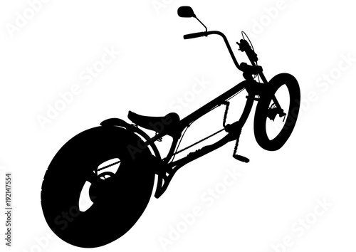 Big bike for cyclist on white background