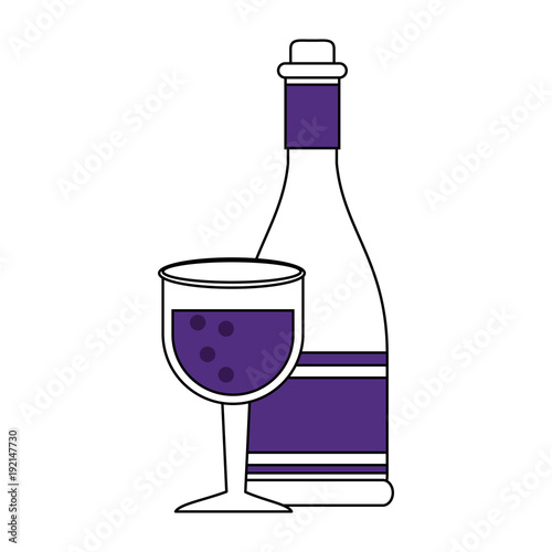 Wine bottle with cup icon vector illustration graphic design