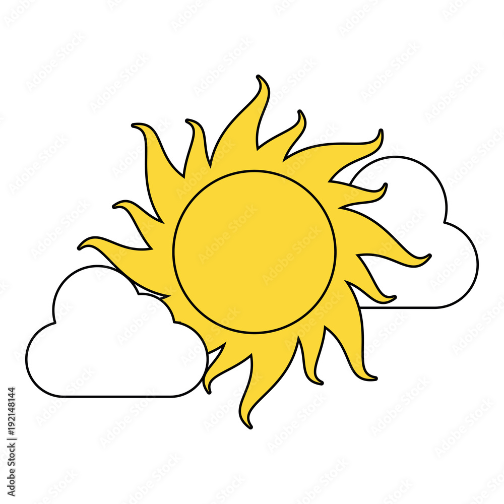 Sun and clouds weather icon vector illustration graphic design Sun and clouds weather icon vector illustration graphic design