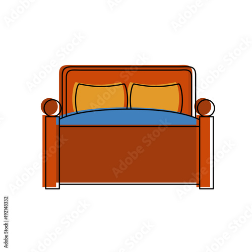 Bed with pillows icon vector illustration graphic design