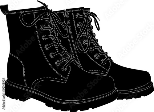 Boots black isolated on white