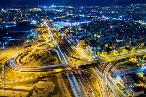 Aerial view of high speed road in the of Athens city, Greece