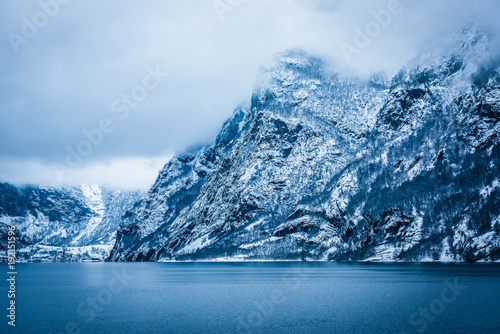 Beautiful mountain landscape with the Norwegian fjords in winter © Ievgen Skrypko
