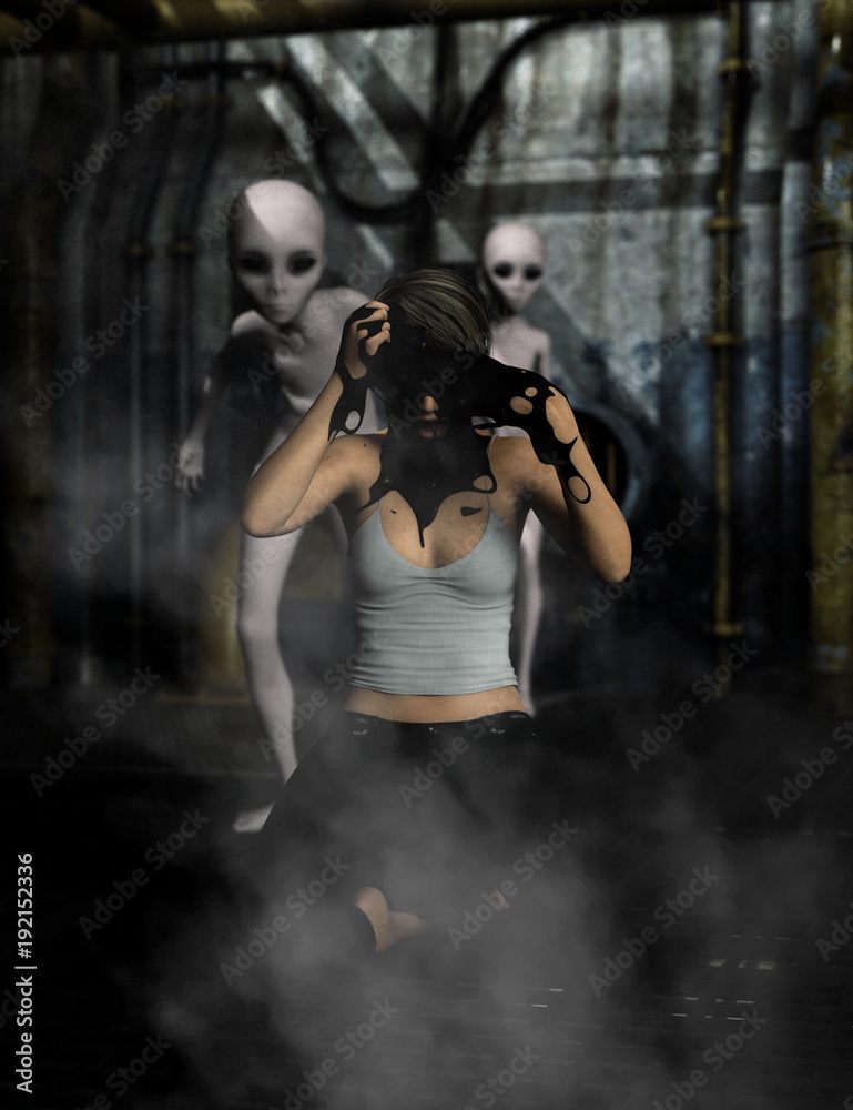 They are here,3d art science fiction for book cover or book illustration