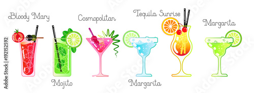set of alcoholic beverages.