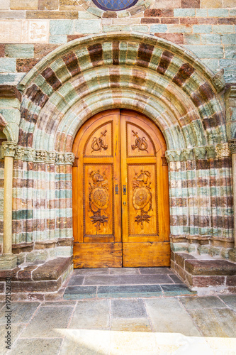 Doorway of Sacra of Saint Michael, Piedmont, Turin, Italy. photo