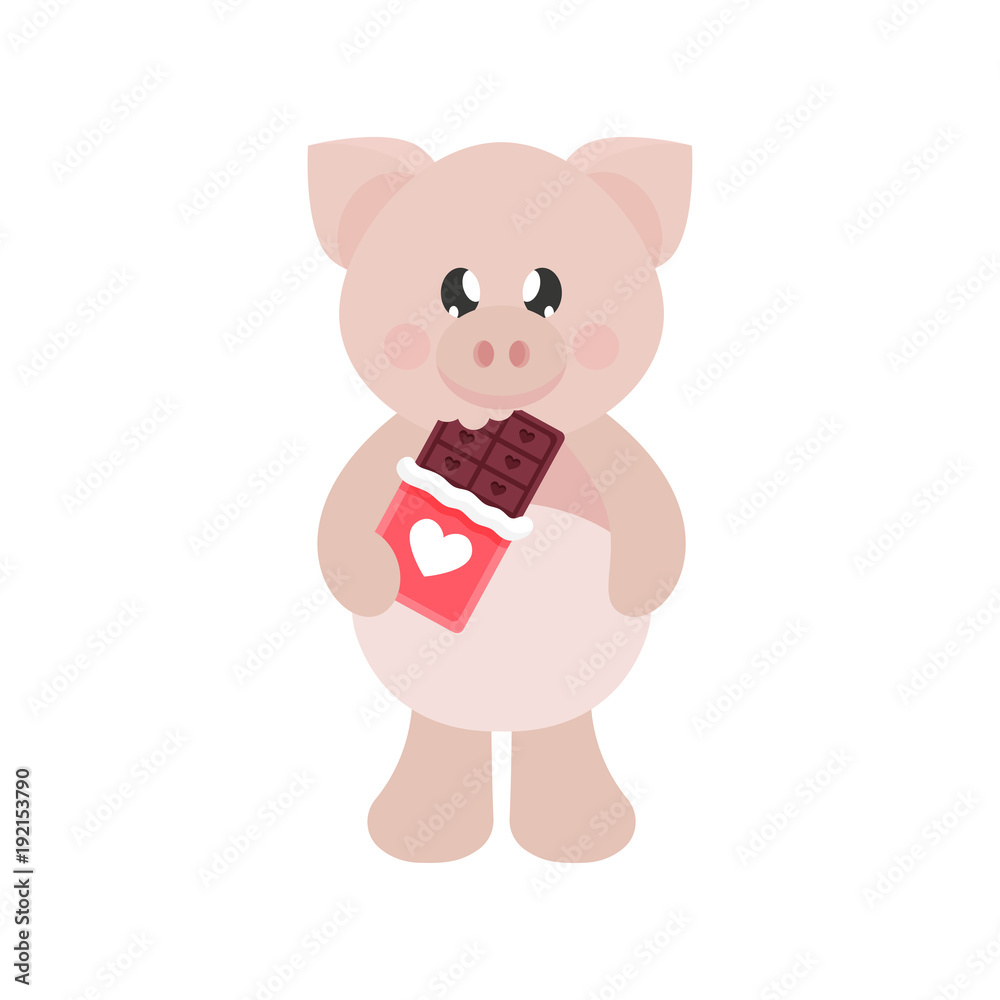 cartoon cute pig with chocolate cartoon cute pig with chocolate
