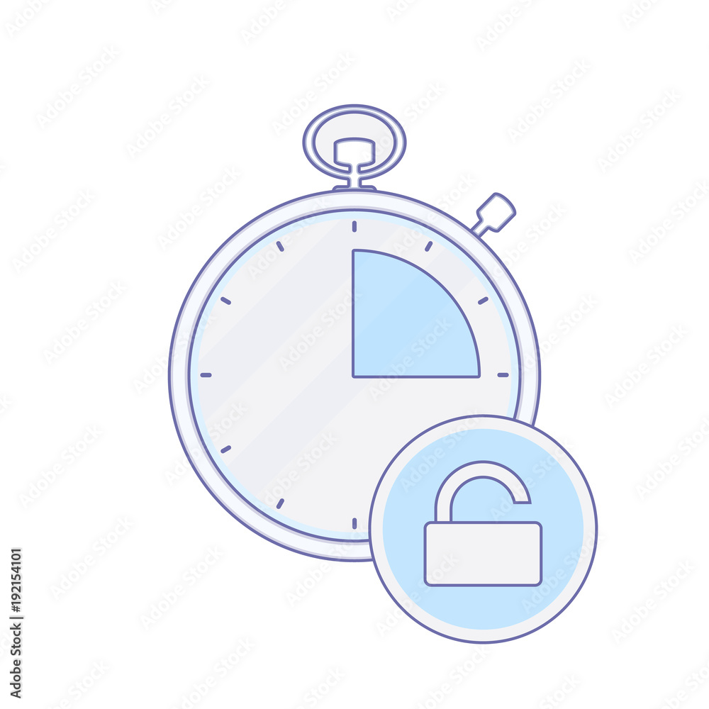 Obraz premium Alarm clock hour minute time timer unlock icon