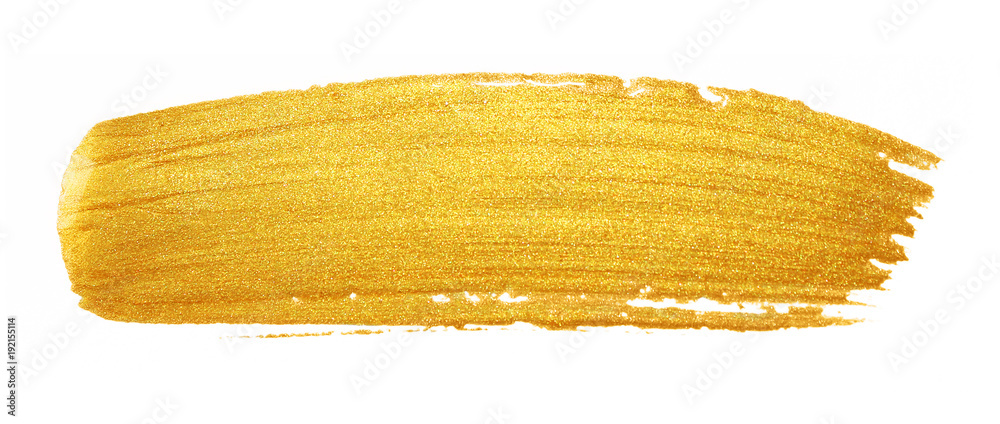 Golded paint brush stroke. Glitter gold color smear stain on white  background. Gold stroke banner with glossy texture for banner, invitation,  wedding or bithday card template Stock Illustration | Adobe Stock