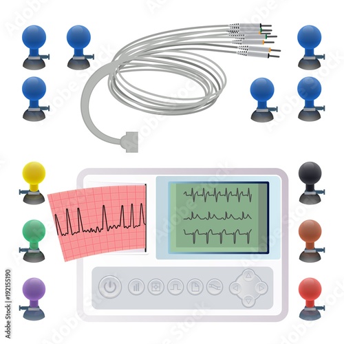 Equipment for making electrocardiogram, wires clips and fasteners, electrocardiography