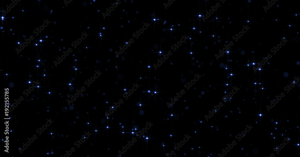 Blue neon particles shine background with light glow bokeh and shimmering dust light magic effect. Blue particles and shimmering glowing light for luxury premium Christmas background design