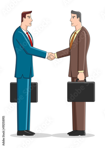 Simple cartoon of businessmen shaking hand