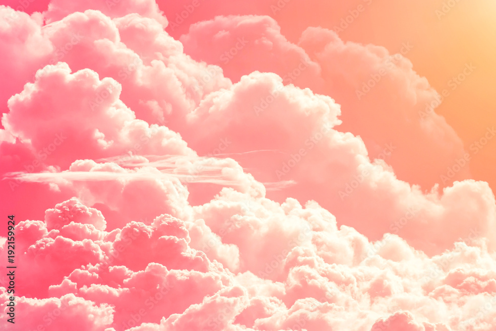 Fototapeta premium Pink red clouds on sky background
