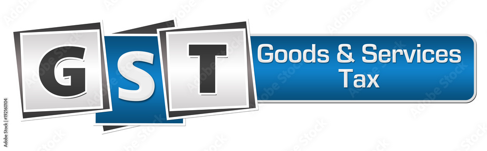 GST - Goods And Services Tax Blue Grey Squares Bar 