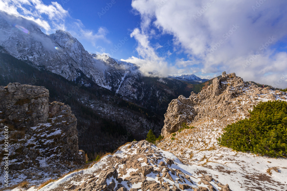 Obraz premium Sarnia Skala peak in Tatra mountains at winter, Poland