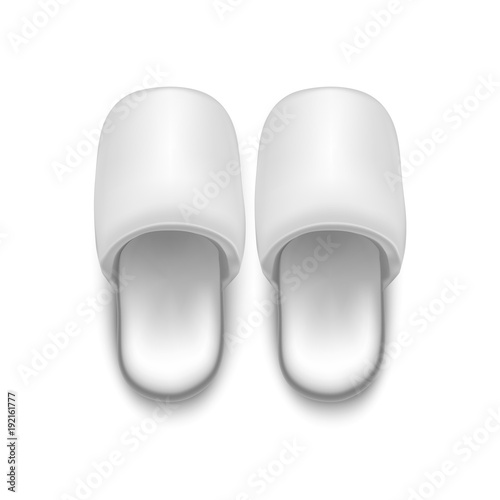 Realistic Detailed 3d Template Blank White Home Slippers Mock Up. Vector
