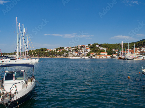 Landscape of old ancient small town of Jelsa on Hvar Croatia