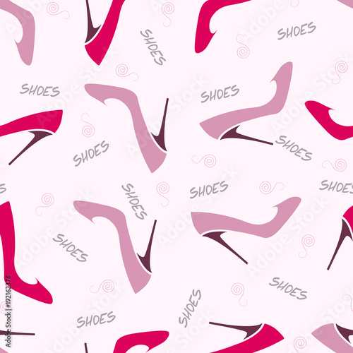 Seamless pattern with women's high heel shoes. Vector illustration.