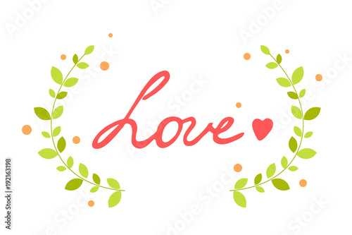 A bright love lettering. Illustration for valentines