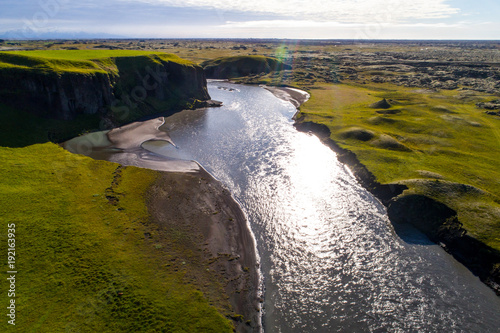 Landscape of Iceland with rivers and beautiful hills photo