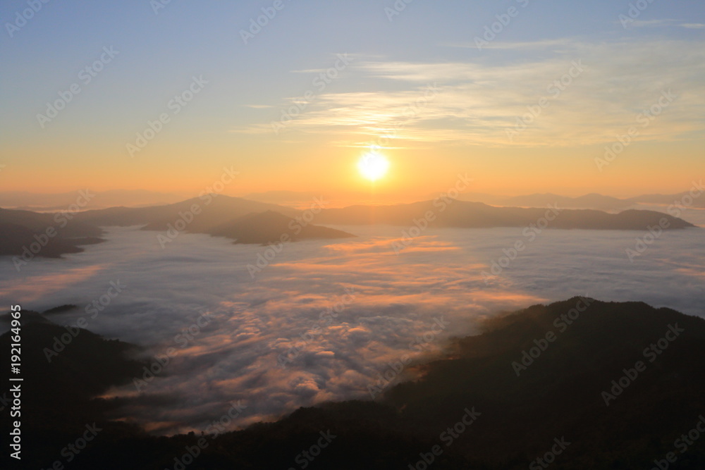 morning  in mountain and fog winter Thailand