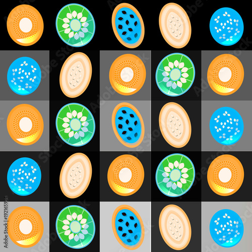 futuristic background with fruite slices