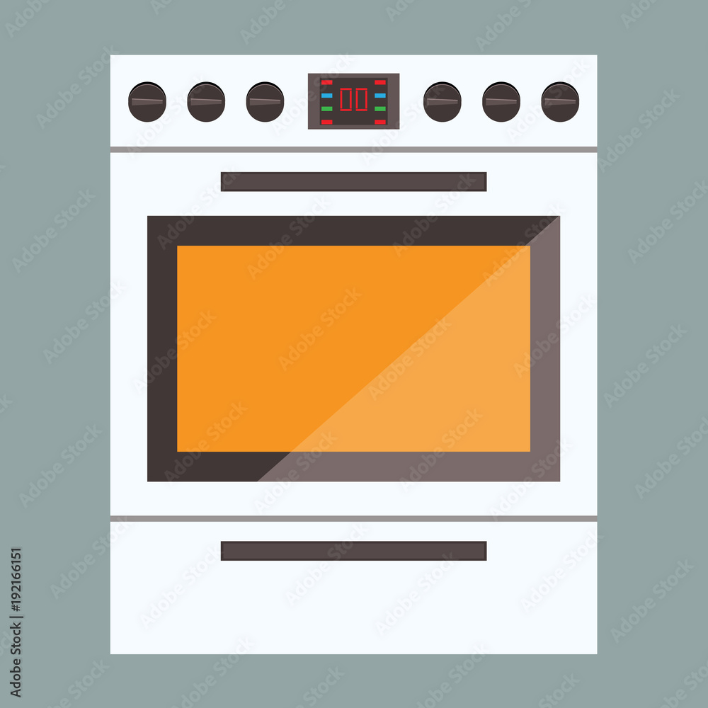 Illustration of stove gas oven with front view. Flat and solid color Illustration of stove gas oven with front view. Flat and solid color
