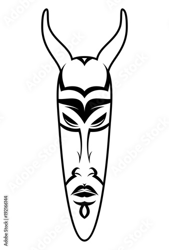 African Mask Isolated on White. Vector icon for tribal designs © HipoGato
