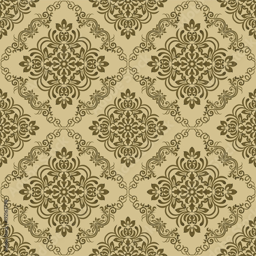 Vintage seamless pattern. Damask wallpaper