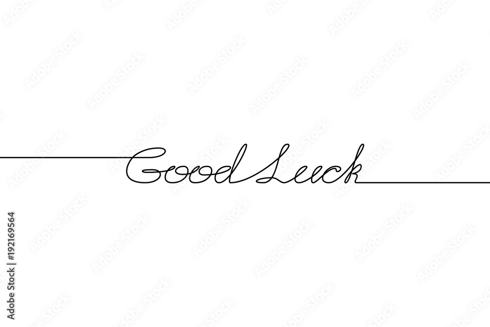 GOOOD LUCK handwritten inscription. Hand drawn lettering. alligraphy. One line drawing of phrase Vector illustration