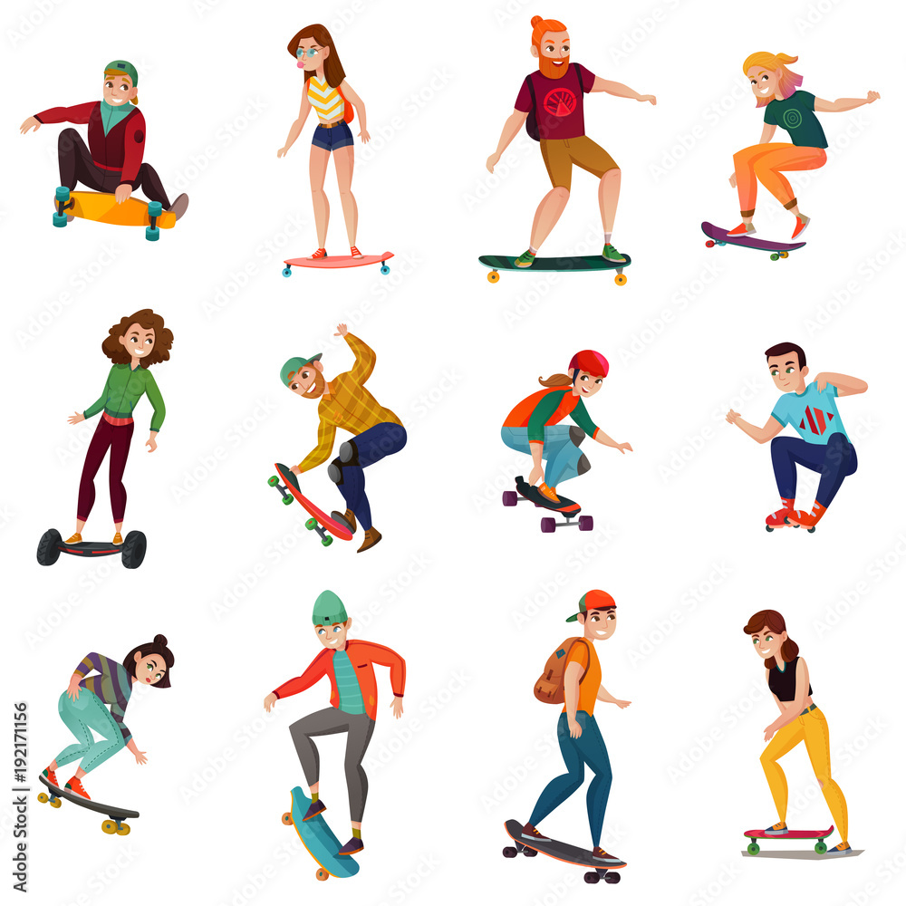 Skateboarders Characters Set