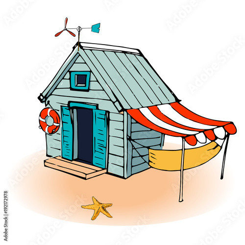 Colored Beach Huts. Vector illustration