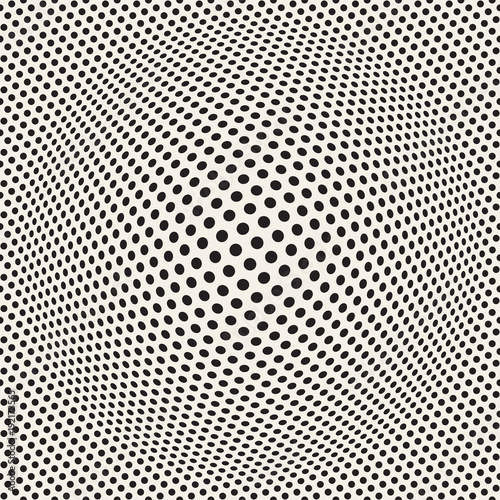 Halftone bloat effect optical illusion. Abstract geometric background design. Vector seamless retro pattern.