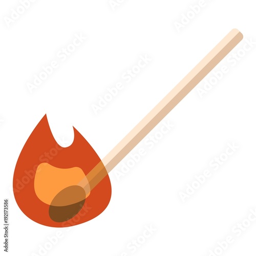 Burning match icon, flat style