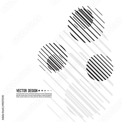 Abstract techno background with sphere. Vector dynamical round element. Black and white circle striped.