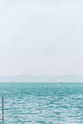 Lightblue water of the beach in Bodensee, Germany