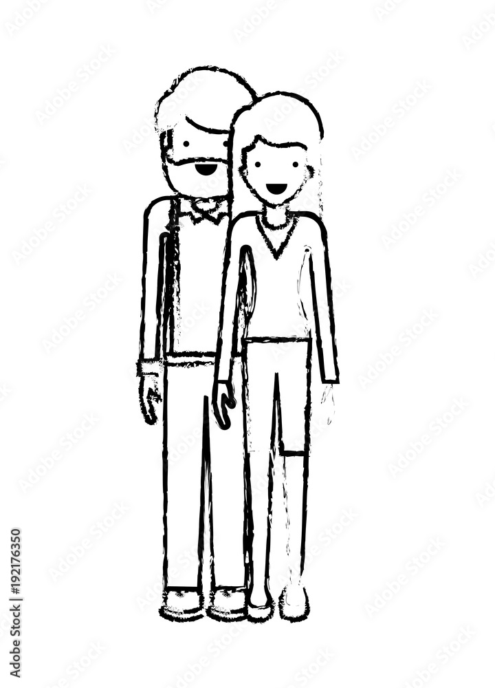elegant couple avatars characters vector illustration design