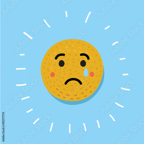 Emoticon. Flat Character Icon. Sad depressive icon. Facebook new icon.