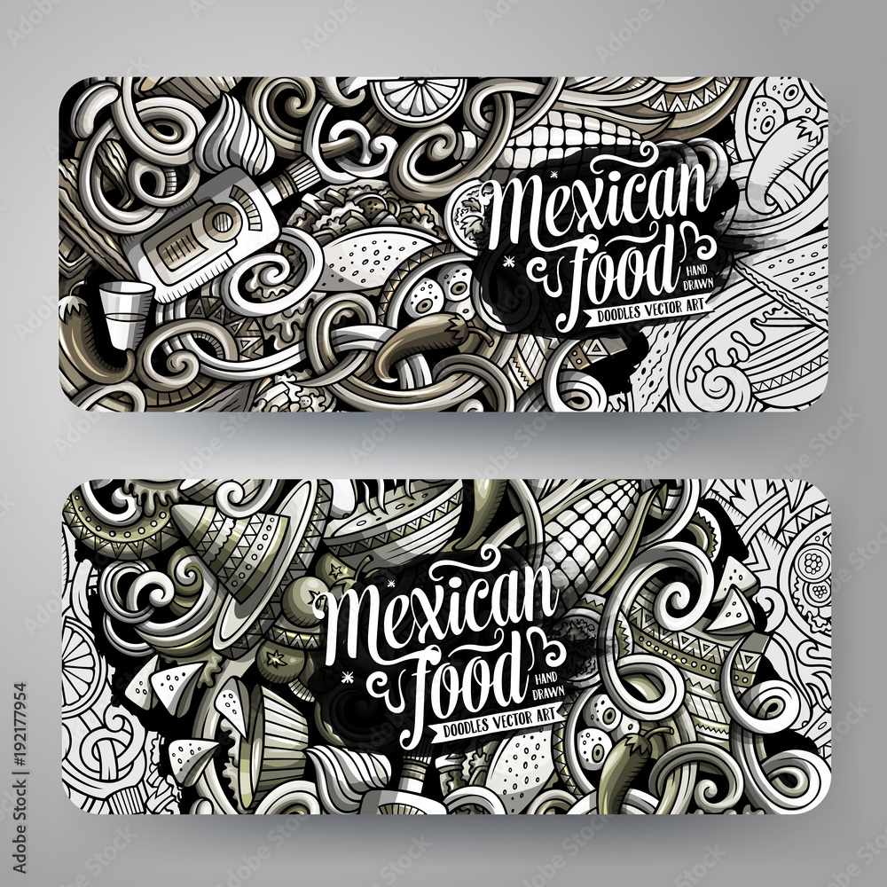 Cartoon graphics vector hand drawn doodles mexican food corporate identity