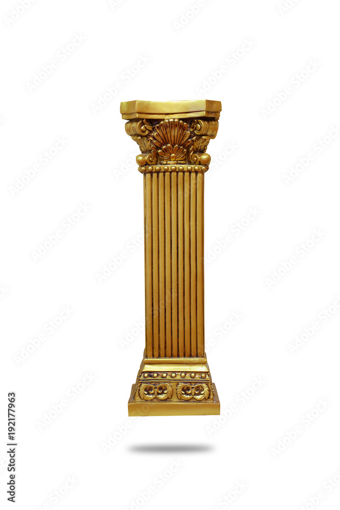 Gold roman column isolated on white Gold roman column isolated on white