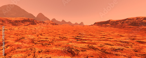 3D Rendering Planet Mars Lanscape photo