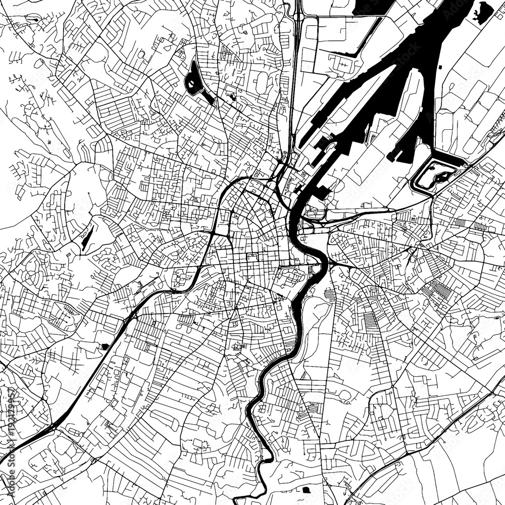 Obraz premium Belfast Downtown Vector Map