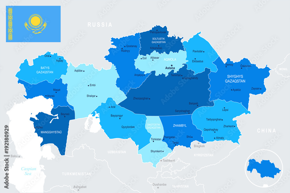 Kazakhstan Map - Info Graphic Vector Illustration
