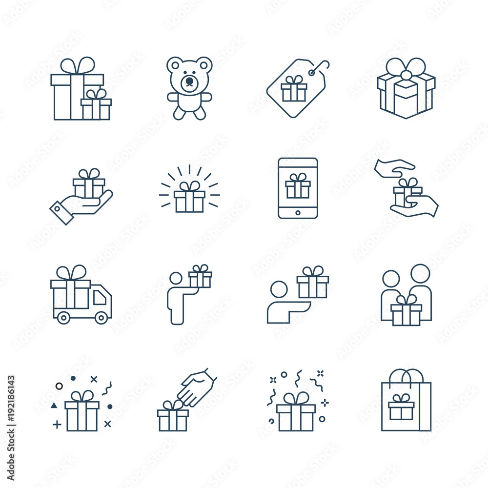 Simple Vector Set of Gifts Icons. 
