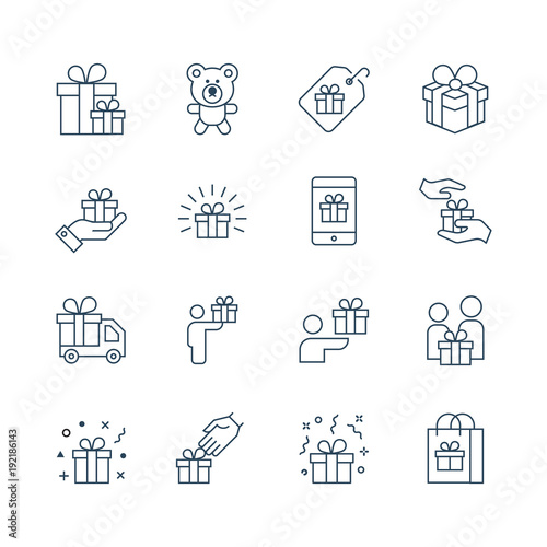 Simple Vector Set of Gifts Icons. 