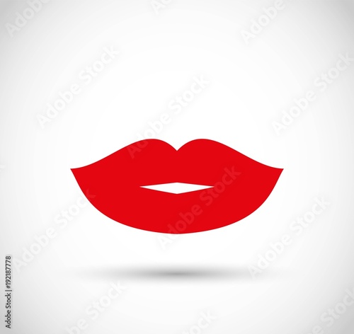 Beautiful red lips icon vector