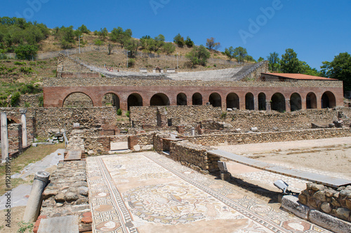 Among the ruins and mosaics of Heraclea Lyncestis towards the Ancient Theatre in Bitola, Republic of Macedonia