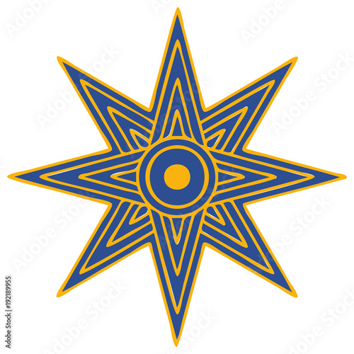 Vector illustration: The Star of Ishtar, Symbol of Inanna, also called Star of Venus. Eight point star or variant of Ishtar Octagram. photo