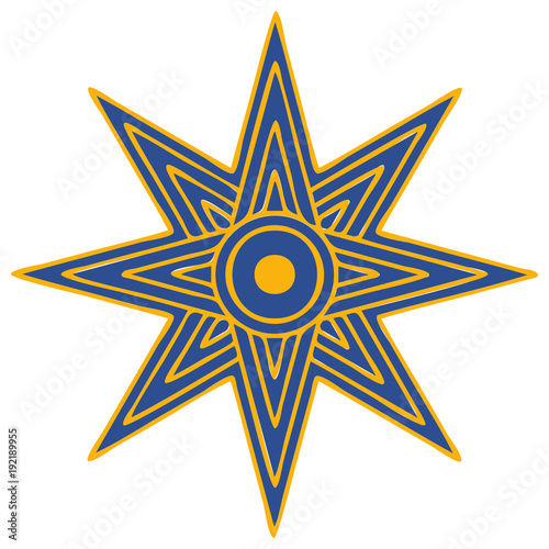 Vector illustration: The Star of Ishtar, Symbol of Inanna, also called Star of Venus. Eight point star or variant of Ishtar Octagram.