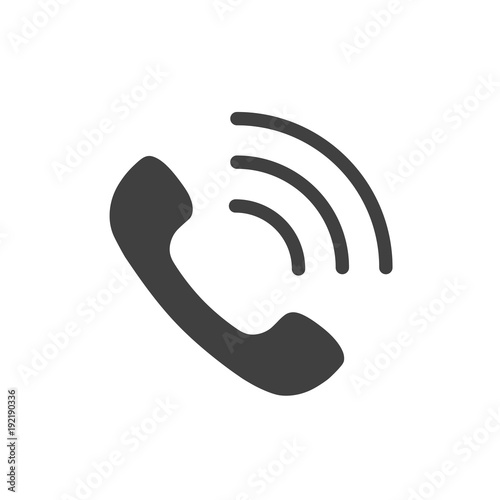 Phone icon in flat style isolated on white background. Vector phone call sign. Handset with waves. Telephone symbol.